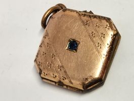 Goldmedaillon mit blauem Saphir immitat- Geschenkidee Locket