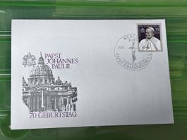 Papst Johannes Paul II Brief mit Briefmarke - Seltenes Samml