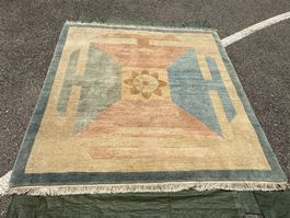 Nepal 192x200cm Teppich handgeknüpft sauber