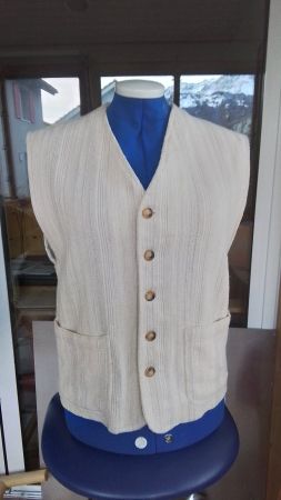 Herren Weste Gilet Grösse M Leinen Baumwolle Viscose Beige