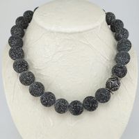 Lava Halskette mit Silberkugel 18mm