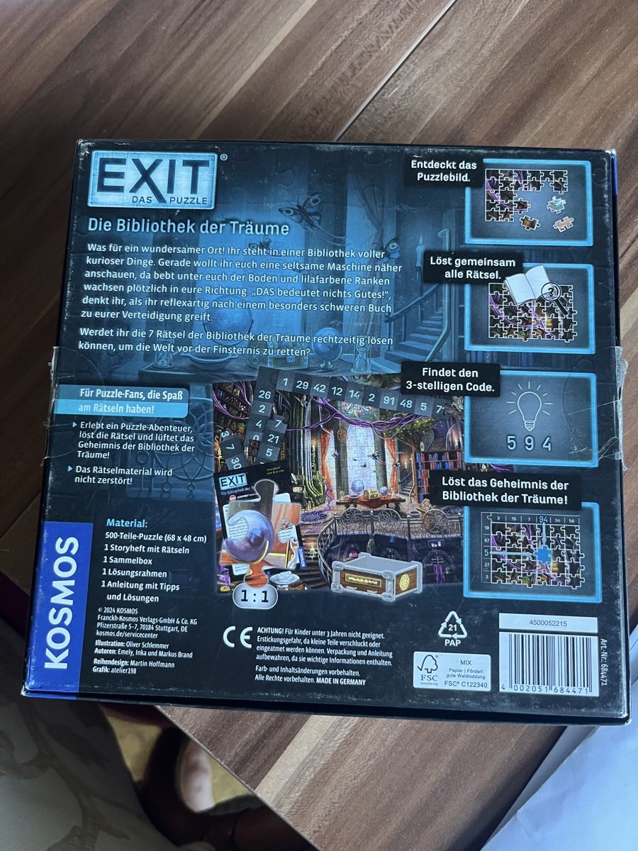 Kosmos Giochi: EXIT Das Puzzle 500 Teile Rätselspiel – Usato da Bremgarten AG venduto da hoko16 1