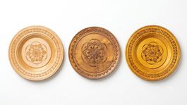 3er Holz Teller Schnitzerei Schweiz Wand Dekoset Rosette