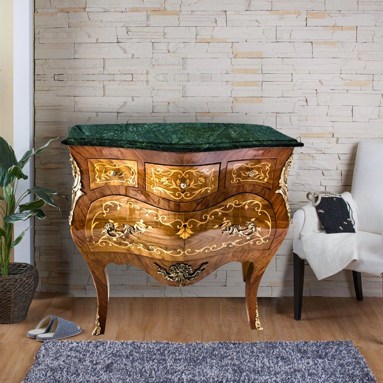 Kommoden: Commode de style Louis XV Marqueterie, – Gebraucht aus geneve von louisart 1