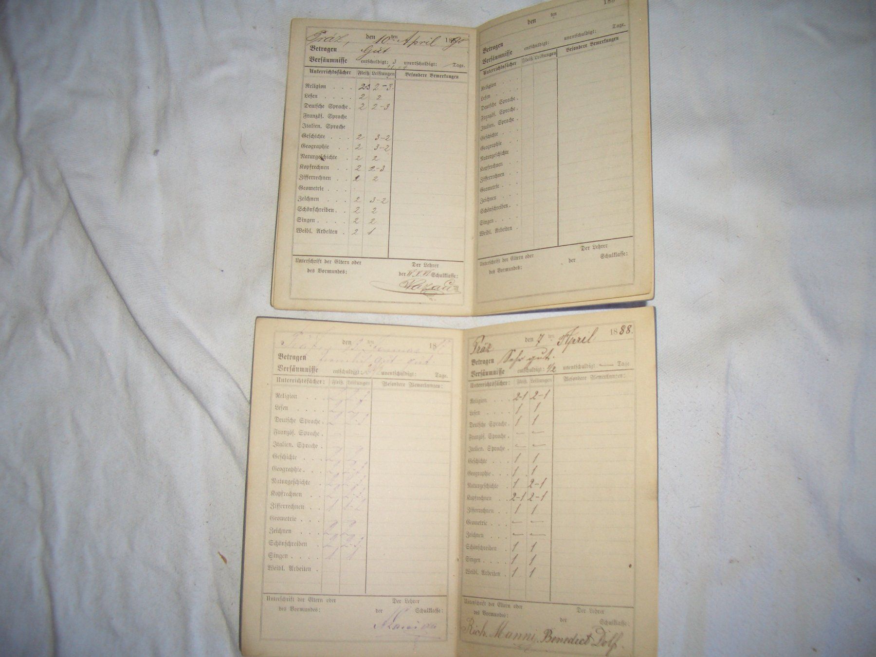 Documenti: 2 alte Zeugnisevon 1880-1890 – Usato da Präz venduto da Eroberto 1