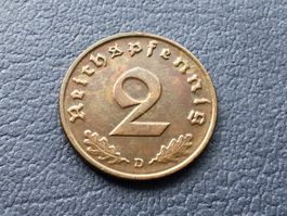Drittes Reich 2 Reichspfennig 1937 D.