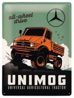Unimog Mercedes Truck Hängeschild Blechschild Bild 30x40cm