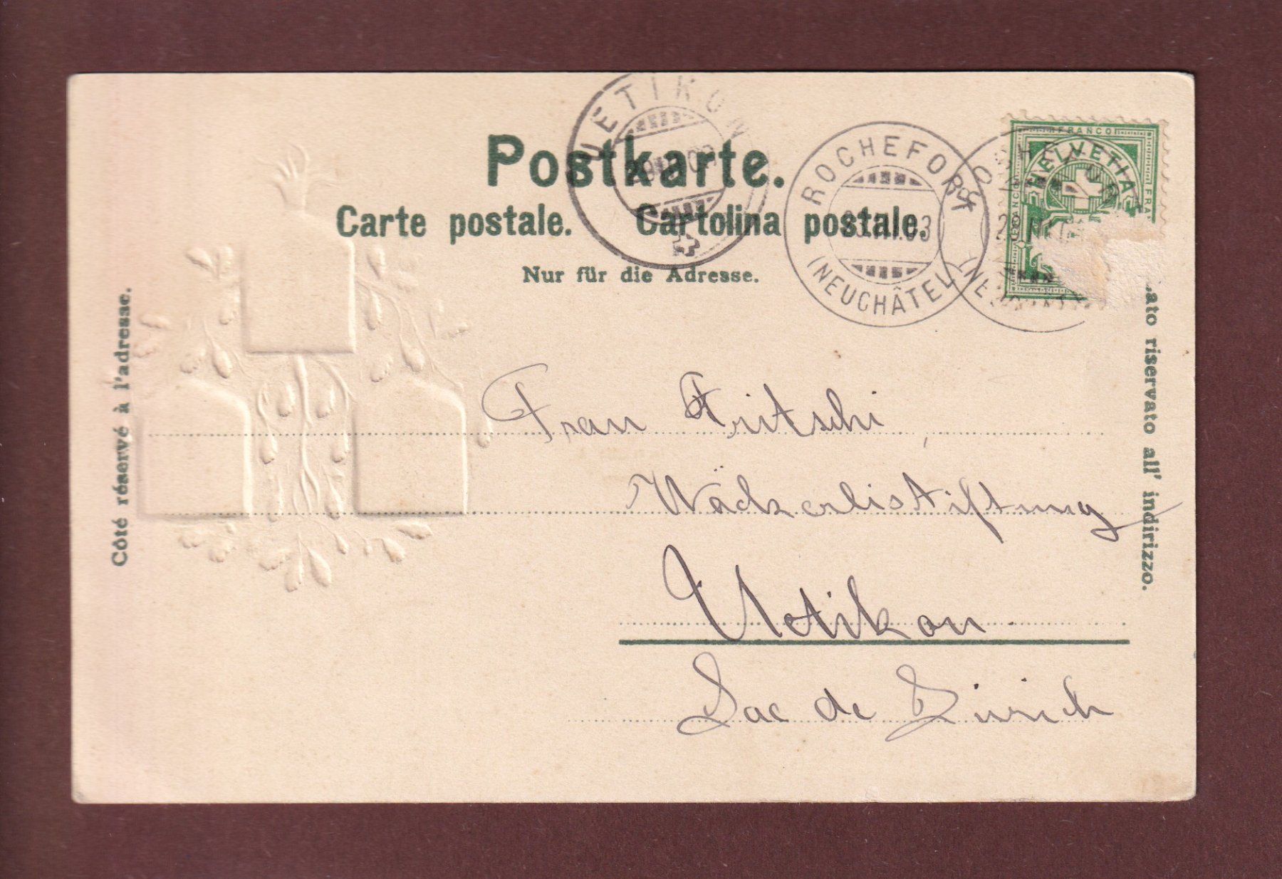 Cartoline postali: NEUCHÂTEL - Poste et Télégraphes - 1903 – Usato da Pully venduto da nicecards 1