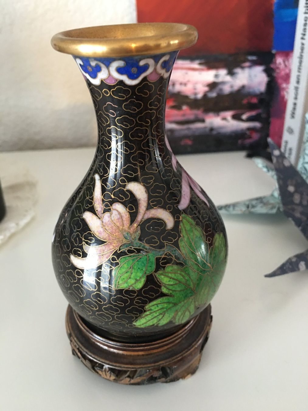 Vasi & Recipienti: Cloisonnévase schwarz, mit Sockel – Usato da Eich venduto da Jokove63