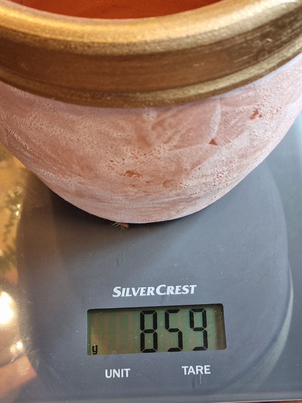 Blumentöpfe: 2x Terracotta Übertopf Shabby Chic Goldrand – Gebraucht aus Scharnachtal von devin03 2