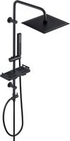 Regendusche 20x20cm Wassersparend Duschstange Schwarz