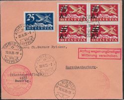 1935 1.Winterluftpost ZH-St-Moritz-ZH hochwertig Top ab 1.-