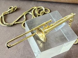 6cm Musiker Design Anhänger an F. Binder Kette JE Silber 925