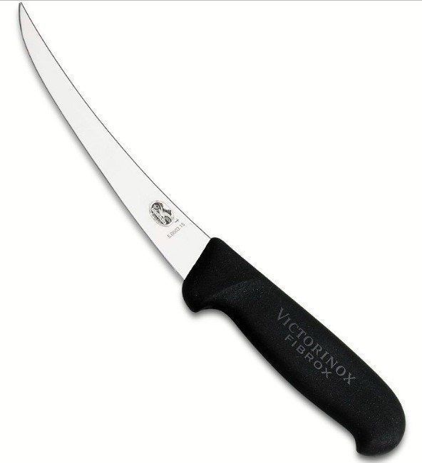 Victorinox, coltello da cucina per prosciutto Swibo, con lama normale flessibile, da 25 cm, manico in nylon, nero