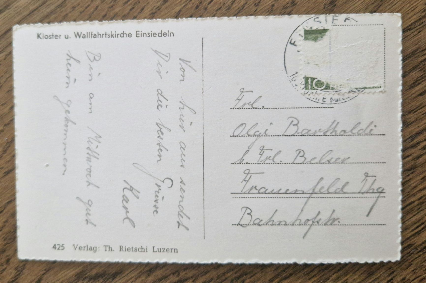 Cartoline postali: Gruss aus Einsiedeln, Kloster u. Wallfahrtskirche – Usato da Ebikon venduto da Donar50 1