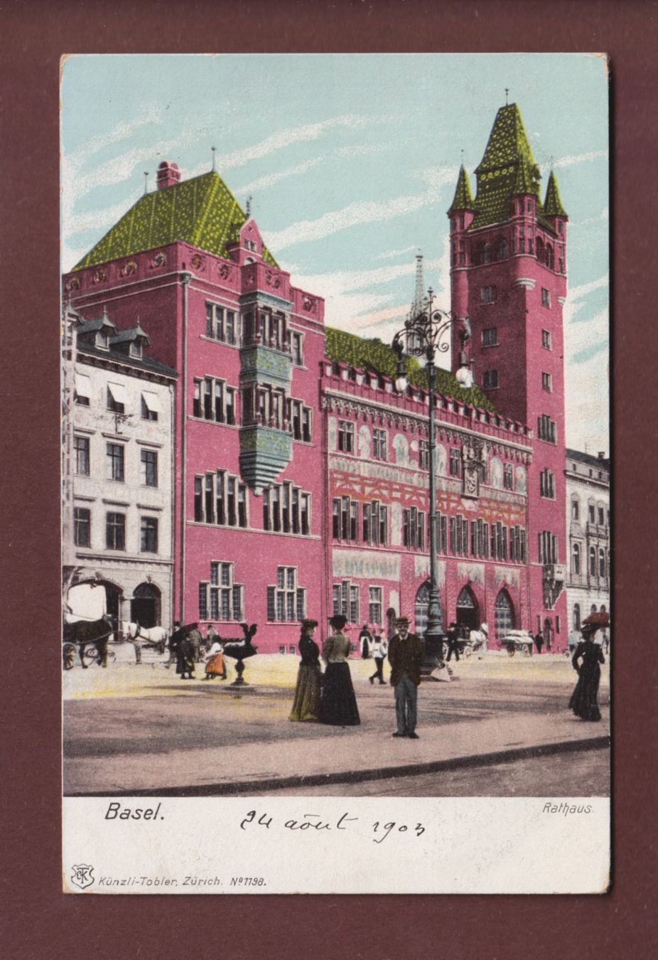Cartoline postali: BASEL - Rathaus - 1903 – Usato da Pully venduto da nicecards