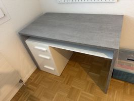 Schreibtisch grau weiss mit Schubladen 