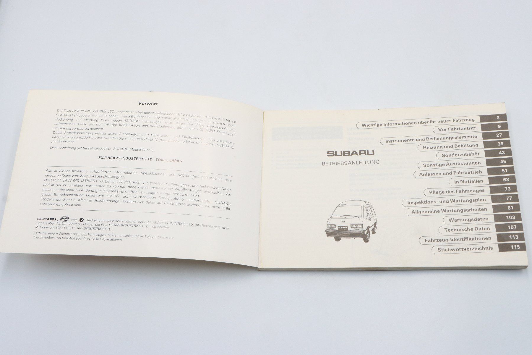 Subaru Documenti: Subaru E Serie 1987 Betriebsanleitung – Usato da Bühl b.Aarberg venduto da Collectorpassions 2
