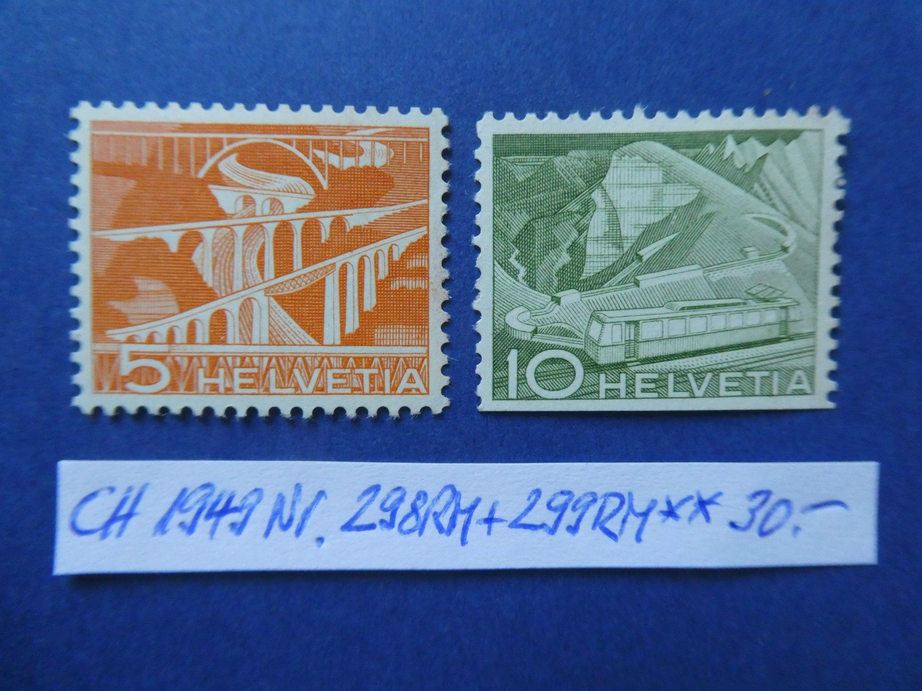 Tutti i francobolli: CH 1949 Nr. 298RM+299RM postfrisch ** – Usato da Lausen venduto da Herbamare01