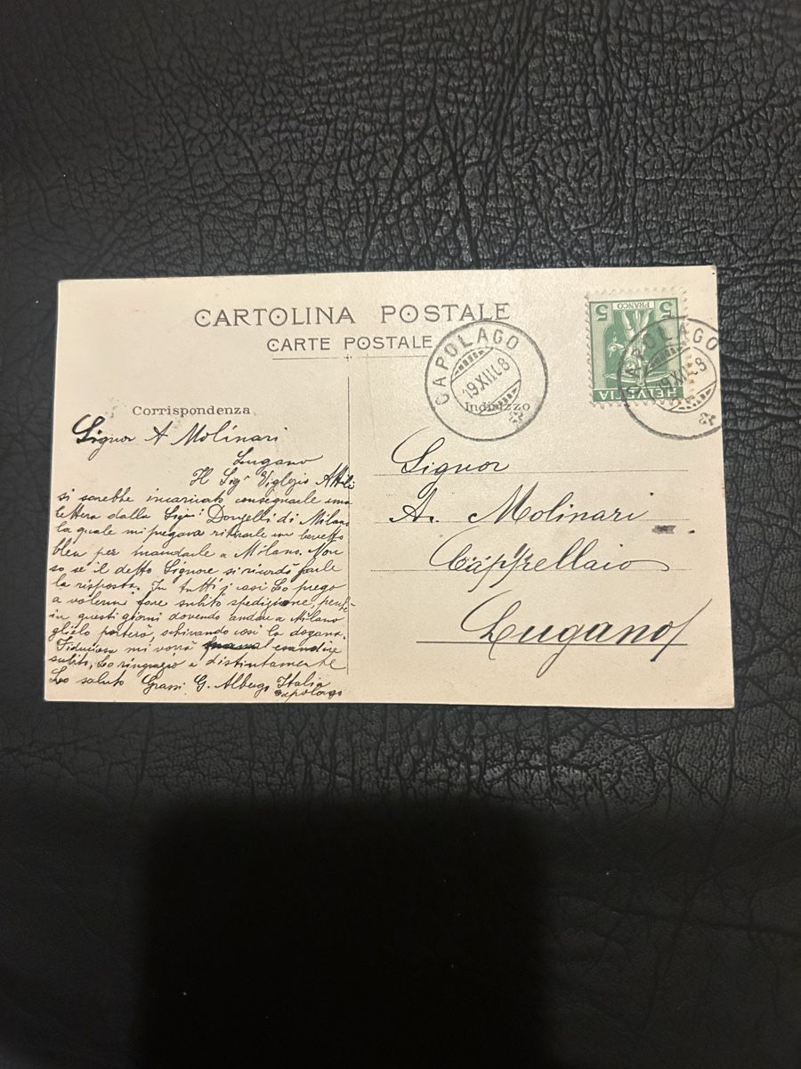 Ansichtskarten: Marsala Florio Lugano-Capolago 1908 – Gebraucht aus Breganzona von Milesbo 1