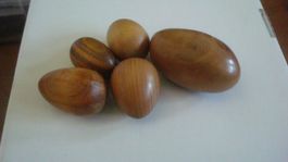 5 kleine Holzeier 4 - 6 cm