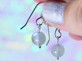 SALE! LEO Ohrringe Silber 925 mit Labradorit Anhängern