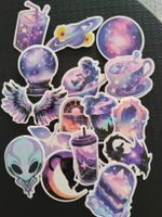 Lot de 15 autocollants divers motif espace halloween 