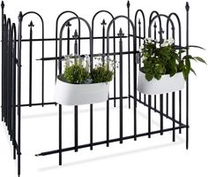Gartenzaun Metall 4er Set Schwarz