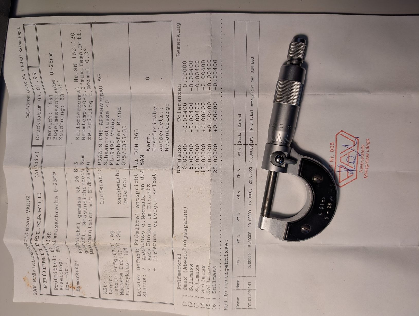 Misurare: Mikrometer Bügelmessschraube 0-25mm – Usato da Hinterkappelen venduto da thelars 2