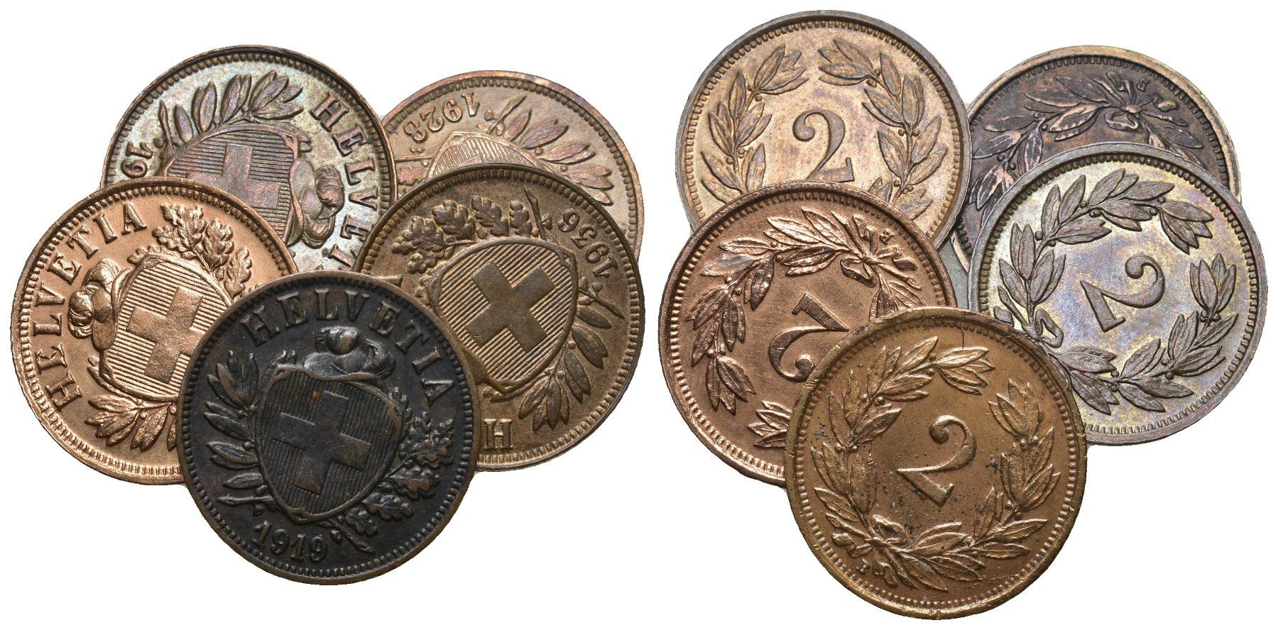 Alle Münzen: Schweiz 2 Rappen Lot – Gebraucht aus Bern von numismatictops
