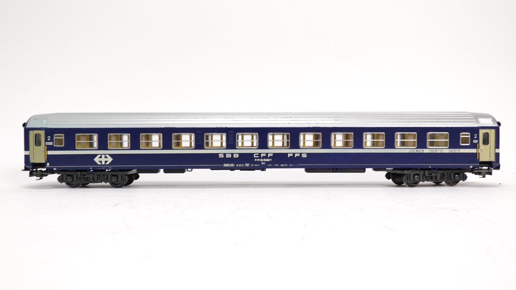 Liliput Modellini di ferrovie: e55 Liliput SBB Ric Schlafwagen blau – Usato da Thun venduto da evinka_gmbh 1