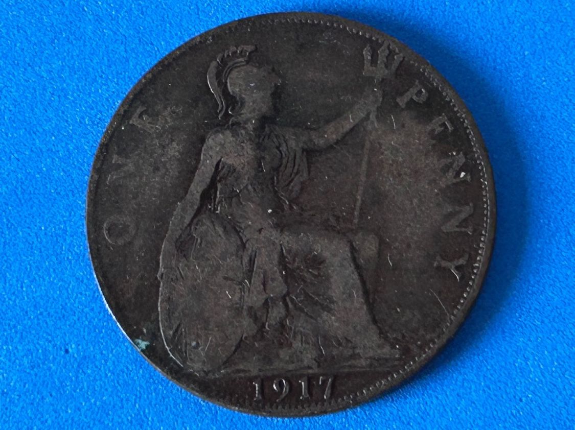 Tutti le monete: UK - One Penny 1917 – Usato da Corcelles NE venduto da AJKader