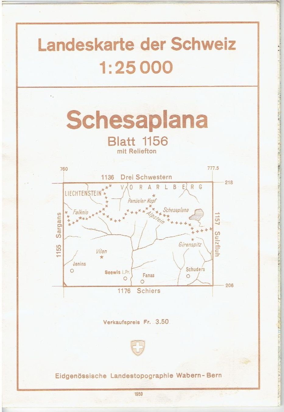Cartine & Atlanti: Schesaplana 1959 – Usato da Flims - Dorf venduto da Stagediver