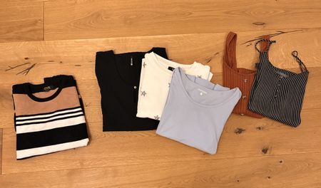 6 Oberteile: T-Shirts, Tops, Langarm