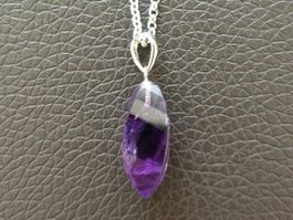 Silber 925 Anhänger mit Natur-Amethyst, tiefviolett - Neu
