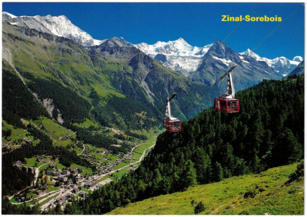 Cartoline postali: Zinal - Luftseilbahn Sorebois – Usato da Binningen venduto da Mountainrider