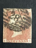 Timbre Grande-Bretagne 1 Penny rouge état moyen
