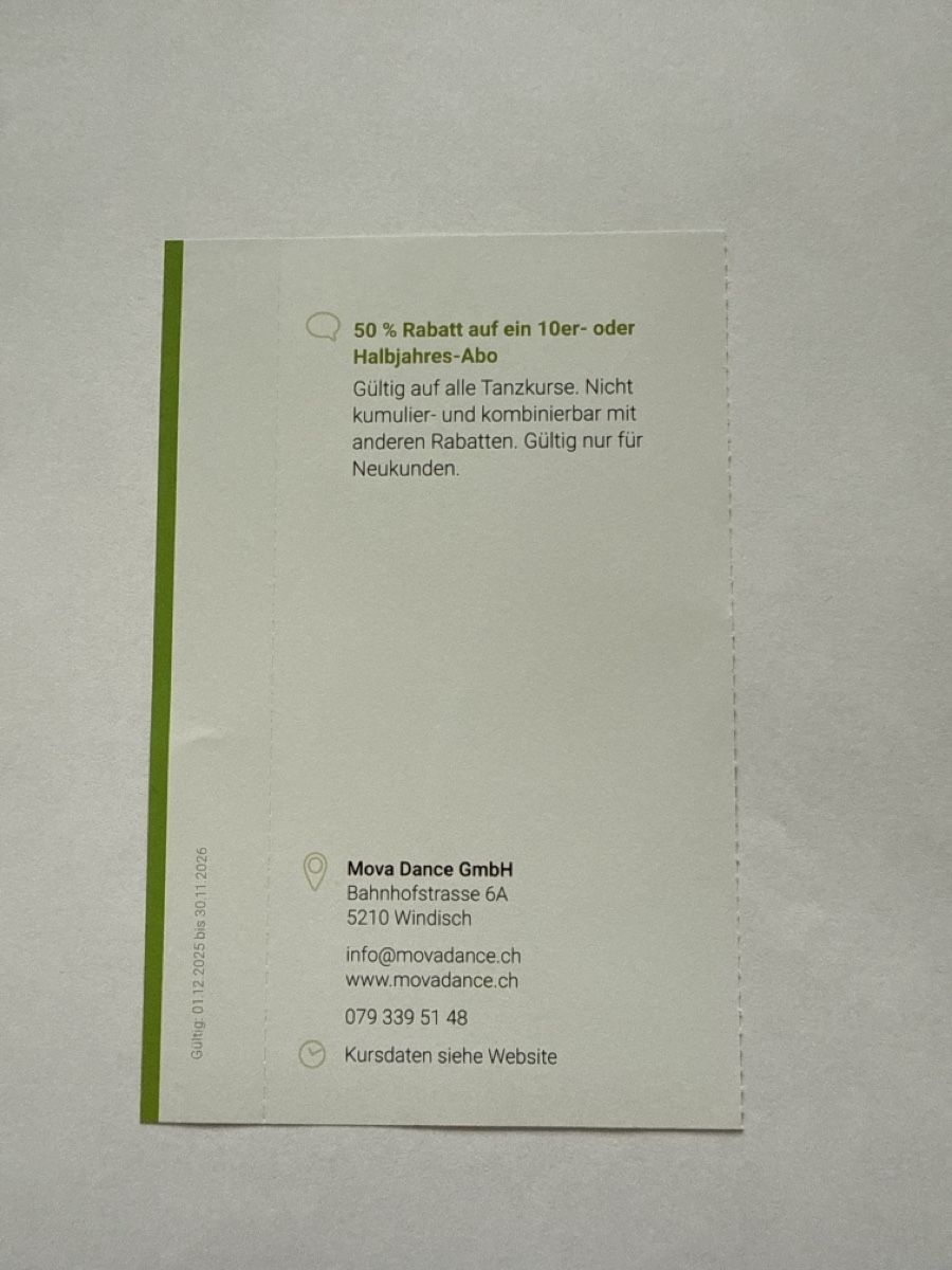 Buoni: 2für1 Gutschein Mova Dance GmbH – Nuovo (secondo la descrizione) da Veltheim AG venduto da N377Y 1