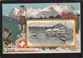 Prägekarte : Kreuzegg SG , gel. 1921