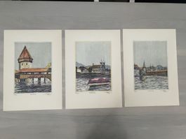 Original Holzschnitt Luzern von Arnold Imhof