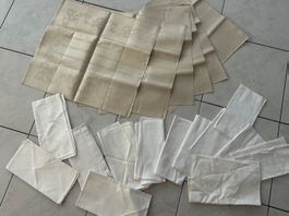 19 Stoff Tücher antik alt DDR Konvolut Leinen Baumwolle 1ai