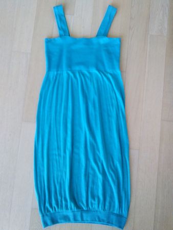 COLORA Träger Ballon-Kleid grün Midi Taille S