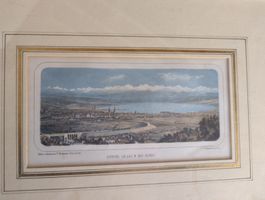 Originale Lithographie Zürichsee, gerahmt, 2.Hälfte 19.Jh.