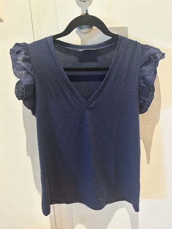 Damen T-Shirt mit Rüschen dunkelblau Grösse XS 💙 neuwertig