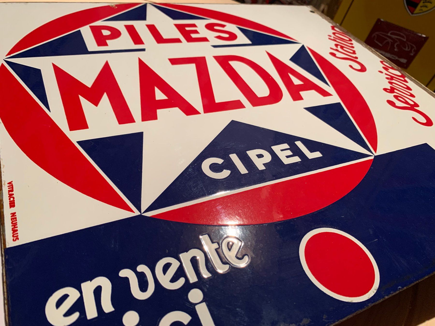 Insegne: Emailschild doppelseitig original Piles Mazda Batterien – Usato da Malix venduto da jimmipf 8