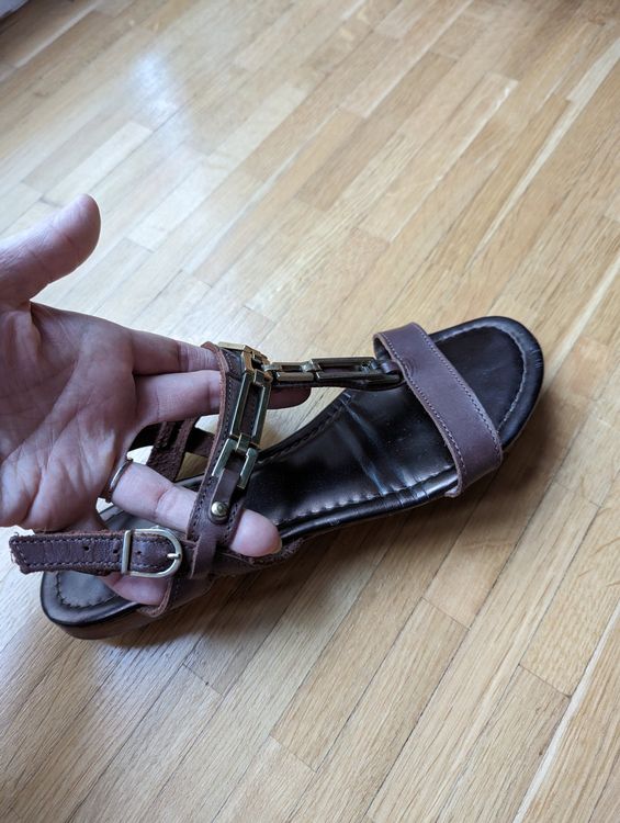 Schicke Sandalen mit Mode-Goldschmuck "MUSTO" Milano Gr. 38 2