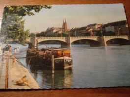 Basel mit Münster, Rhein, um 1955 gelaufen