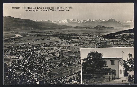 Cartoline postali: Walzenhausen, Gasthaus Meldegg mit Blick – Usato da Berlin venduto da bartko-reher