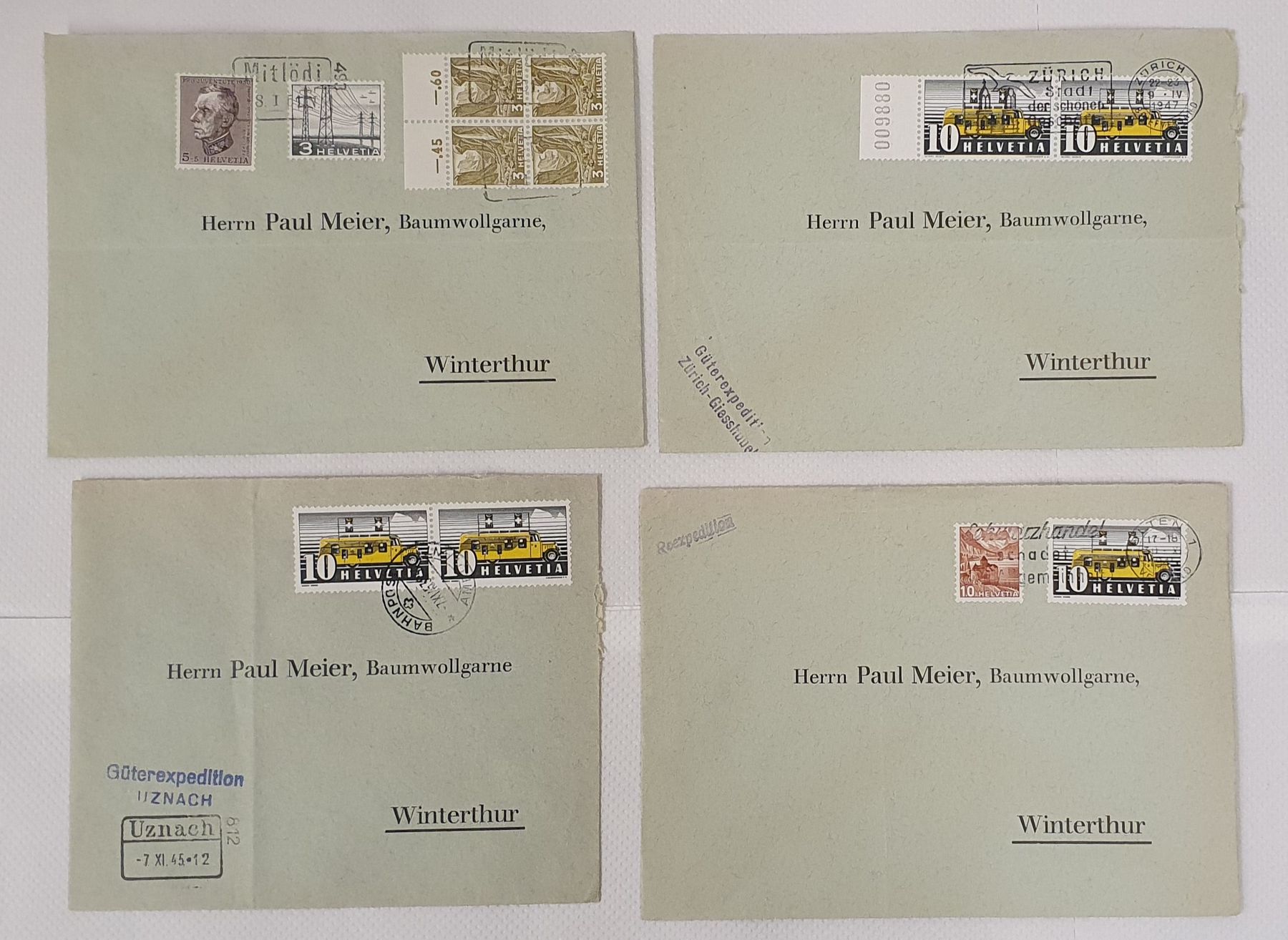 Tutti i francobolli: 18 Briefe mit Bahnpoststempel – Usato da Kreuzlingen venduto da Rschweiz1 1