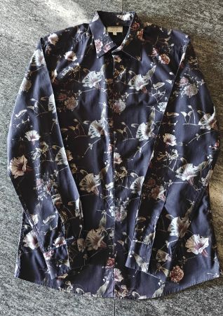 Next Herrenhemd Schwarz mit Blumenmuster - Slim Fit - Gr. S